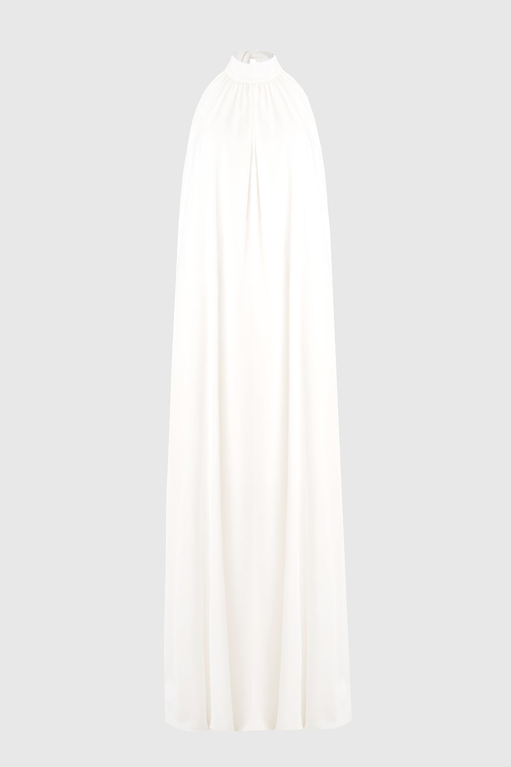 Pam Satin White Halter Maxi Dress