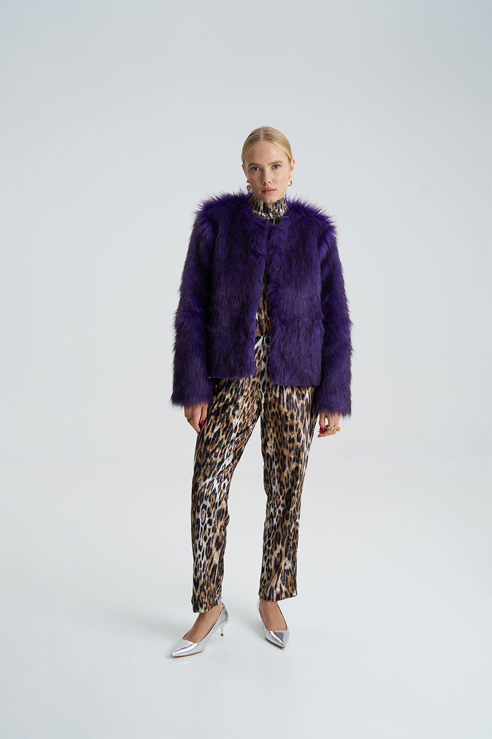 Purple faux fur on sale jacket