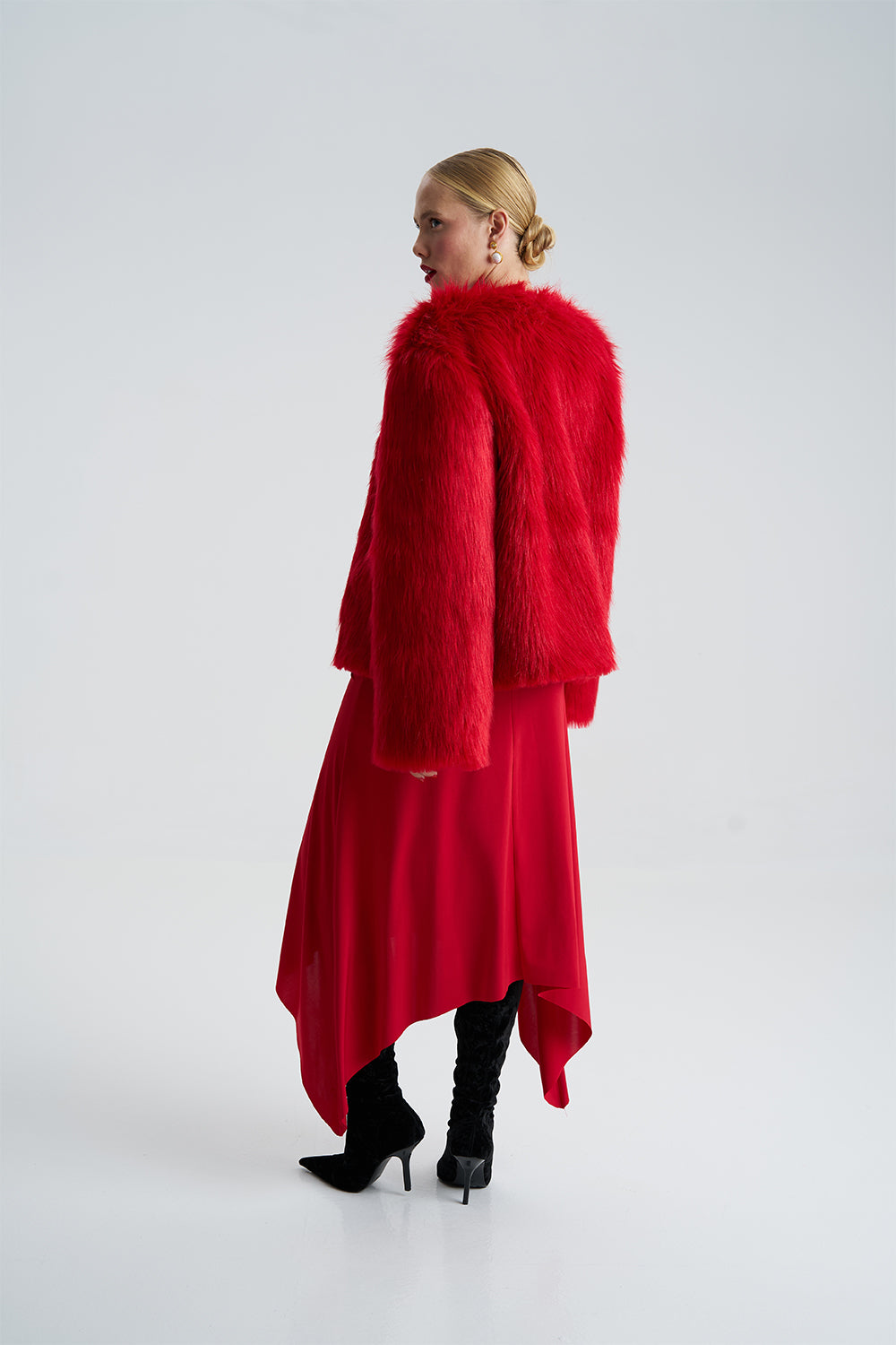 Lola Red Faux Fur Short Coat