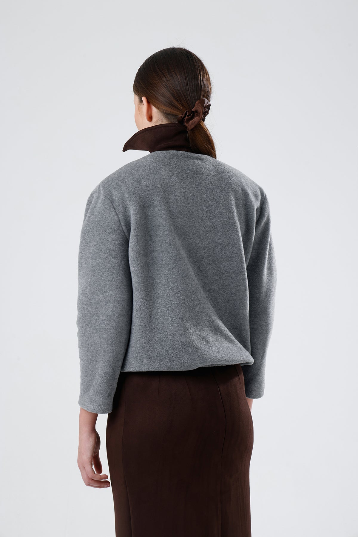 Mila Gri Süet Yaka Sweatshirt
